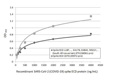 SARS-CoV-2 (COVID-19) Spike (ECD) Protein, B.1.351 / Beta variant, His tag (active). GTX136061-pro