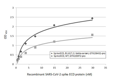 SARS-CoV-2 (COVID-19) Spike (ECD) Protein, B.1.617.2 / delta variant, His tag (active). GTX136432-pro