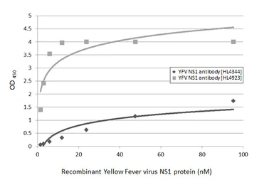 Anti-Yellow Fever virus NS1 Protein antibody [HL4344] used in ELISA (ELISA). GTX643594