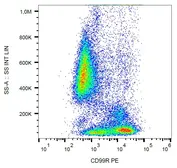 Anti-CD99 antibody [MEM-131] (PE) used in Flow cytometry (FCM). GTX80016