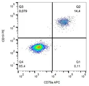 Anti-CD79a antibody [HM57] (APC) used in Flow cytometry (FCM). GTX80093